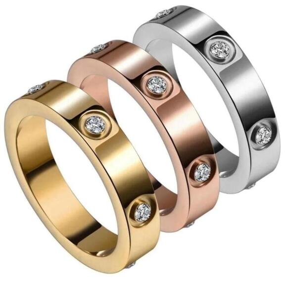 Unisex 14k Gold Plated 316L Stone Band Ring, Size 7‎ - Picture 3 of 8